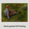 Arte impressionista em tela camponesa sentada com a criança Camille Pissarro pintura a óleo paisagem feita à mão decoração moderna do quarto