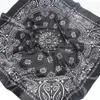 Sarongs Silk Scarf Black White Retro HipHop Women Hair Band Soft Neckerchief Vintage Headscarf Female Pashmina Bandana 90X90CM Foulard 230605