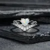 Обручальные кольца очарование голубого пурпурного белого огня кольцо кольцо серебряного цвета Сердце Короны