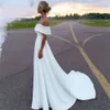 Robe de mariée sirène en Satin simple et propre hors épaule robes de mariée avec Train détachable robes de fête de mariage princesse