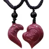 Chaînes 1 Paire Collier Cinna-bar Rouge Je Te Protège Pendentif Fiançailles Amour Conception Réglable Pour Les Amoureux 97QE