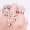 Cluster Rings Trendy Hand Palm Adjustable Multi-finger Ring For Women Cubic Zirconia Link Leaf Party Wedding Jewelry