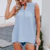 Kvinnors blusar stilfull skjorta väst tunna ruffle trim andas Summer Solid Color Loose Tee Top mångsidig