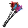 new Cat Toys Feather Wand Kitten Cat Teaser Turkey Feather Interactive Stick Toy Wire Chaser Wand Toy Random Color