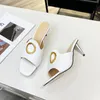 Luxury Blondie Slide Slippers Women Round Interlocking G Gold Toned Hardware Leather Sole Flat Buckle Wedge Mule Sandals Flip Flops With Box