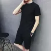 Herrespår 2023 Summer Ice Silk Suit Men t-shirt byxor Shorts Slim Fit Two Pieces Set Thin Casual Male Fashion Sweatpants Outfits