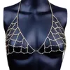 Andra modetillbehör Stonefans Sexig BRA Bod Belly Chain Summer Bikini Top Jewelry Beachwear Harness Halsband Inner Mesh Chest Chains Gift 230607