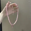 Pendentif Colliers Y2k Bijoux Rose Perle Pêche Coeur Collier Pour Femmes Mode Vintage Harajuku Mignon Charme 90s Esthétique Cadeaux