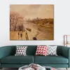 Handmade Artwork on Canvas The Louvre Afternoon Rainy Camille Pissarro Painting Countryside Landscapes Office Studio Decor