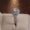 Cluster Ringen Classic Verzilverd Eternity Engagement Voor Vrouwen Shine White CZ Stone Inlay Mode-sieraden Wedding Party Gift Ring