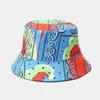 Szerokie brzegowe czapki nadruk kubek kubek kobiet męskie rewersible bob moda streetwear hip hop cap składany rybak R230607