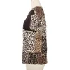 Blusas femininas de alta qualidade personalizadas patchwork leopardo morcego manga curta decote entalhado casual senhoras tops camisas blusa para mulheres mãe