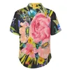 Camisas casuais masculinas Camisa de praia flor aquarela Rosa Bouquet floral havaiano Blusas masculinas Y2K manga curta blusas estampadas 3XL 4XL