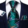 Neck Ties Hi-Tie Green Fashion Business Paisley 100% Silk Men's Tie NeckTie 8.5cm Ties for Men Formal Luxury Wedding Quality Gravata 230607