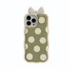 free DHL wholesale 3D Green Round Dot Silicone Phone Case For iPhone 14 Pro Max 11 12 13 Pro Max X XS Max XR 7 8 Plus Cartoon Soft Cover