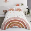 Bedding sets Trendy Pastel Colors Rainbow Bedding Set Baby Kids Abstract Geometric Print Duvet Cover With Pillowcases And Zipper Home Textile 230606