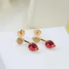 Stud Earrings Fashion S925 Sterling Silver For Women Classic Ladies Red Stone Party Wedding Pendant Earring Jewelry