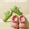 Slipper Cute Cartoon Dinosaur Slippers Kids Flip Flop Household Bathroom Beach Non-slip Wading Shoes Children Girls Boys Summer Sandal 230606