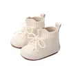 First Walkers 0-12months Baby Girls High Top Shoes Solid Color Soft Sole Non-Slip Sheos For Born Bandage Flat