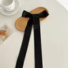 Haarschmuck, schwarze lange Srteamer-Bögen für Frauen, Haarnadeln, Trend-Frisuren, Dekoration, seitlicher Pony, hohe Pferdeschwanz-Band-Clips