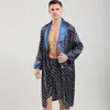 Men's Sleepwear Casual Satin Bathrobe Short Pants Sleep Set Spring Summer Men 2PCS Pajamas Suit Long Sleeve Robe Home Clothing Intimate