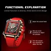 New Lige Men Watches Top Brand Luxury Hollow Square Sport Watch for Fashion Silicone Strap Waterproof Quartz Wristwatch 230605