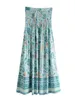 Spódnice Vintage Chic moda hipisowskie bohemian żółty kwiatowy nadruk spódnica wysoka elastyczna talia Aine Boho Maxi Femme 230607