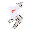 T-shirts Citgeett Zomer geboren Baby Jongen Katoen Korte Mouwen Outfits Brief Romper TopsLong PantsHat Kleding Set 230606