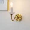 Wall Lamp Bedside Milk Glass Copper LED Candle Holder Sconce Bedroom El Home Deco Ivory Indoor Industrial Fixtures