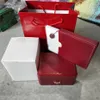 Nuova scatola quadrata rossa Scatola per orologi Scatola per orologi da uomo originale dentro e fuori255N