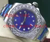 Topsingling Men Sport Watch 43 مم رجالي كبير الماس الأسود والأزرق الطلب 116660 آسيا 2813 حركة الساعات الميكانيكية الآلية للرجال