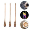 Dinnerware Sets 3 Pcs Handle Coffee Spoon Wooden Scoop Soup Spoons Vintage Salad Mixing Reusable Server