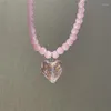 Pendentif Colliers Y2k Bijoux Rose Perle Pêche Coeur Collier Pour Femmes Mode Vintage Harajuku Mignon Charme 90s Esthétique Cadeaux