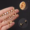 Studörhängen 1Pair Rostfritt stål Piercing Ear Opal CZ Conch Tragus Brosk Lob Rook Koreanska modesmycken 16G