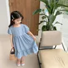 Flickans klänningar Summer Girls 'Dress Wide Halsring Kort ärm Princess New Casual Children's Baby Kids Clothing for Girls