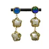 Boucles d'oreilles pendantes GuaiGuai bijoux culture blanc Keshi perle bleu verre de Murano plaqué or goutte à la main pour dame cadeau