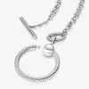 925 Sterling Silver Charm Halsband för Pandora Moments O Pendant T-Bar Necklace Set Designer Jewelry for Women Girls Sisters Present Chain Necklace With Original Box