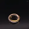 Cluster Rings Rose Gold Silver Color Stainless Steel Jewelry Three Women Jewellery Anelli Donna R612223S05