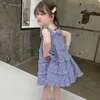 Kız Elbiseleri Yaz Kızlar Elbise Çocuk Giyim Toddler Bebek Çocuk Çocuk Yelek Dikiş Prenses R230607