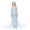 Enfants au détail vêtements de créateurs de luxe filles robes reine des neiges robe de princesse à paillettes avec cape longue robe de soirée vêtements pour enfants