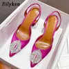 Eilyken New Autumn Design Silk Women Pumps Crystal Strange Stress High Heill Corptual Party Wedding Bride Shoes