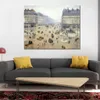 Canvas Artwork Avenue De L Opera . Misty Camille Pissarro Painting Handmade Impressionist Landscape Art for Dining Room