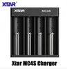 Autentico XTAR MC4S Caricabatteria intelligente universale intelligente Batterie al litio 4 slot USB Tipo C Ricarica rapida per Li-ion Ni-MH Ni-Cd 18650 21700 26650 VS VC4SL