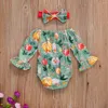 Strampler Kleinkind Säugling Baby Mädchen Halloween Thanksgiving Big Bow Bodysuit Herbst Langarm Schulterfrei Jumpsuit Playsuit Floral