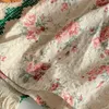 Flickans klänningar Retro Rose Print Sleeve Girls Dress Summer New Square Collar Children's Boho Princess WT847