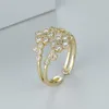 Eheringe Luxus Weibliche Kleine Blume Verstellbarer Ring Klassisch Gelbgold Farbe Verlobung Minimalistisch Weiß Für Frauen