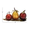 DEMMODE COLLULFULL FAUX Red Apple و Yellow Pear Fruit Table T TOP D COR على صينية أوراق المعادن البرونزية ، 19 W × 10 L × 9 ساعات