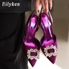 Eilyken New Autumn Design Silk Women Pumps Crystal Strange Stress High Heill Corptual Party Wedding Bride Shoes