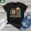 T-Shirt FLC 100% Cotton 1982 Tops 40 Years of Being Awesome 40th 50th Birthday Gifts Women T Shirt Men Casual Graphic Female T Shirt 3XL