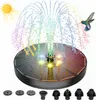 Garden Decorations 1 option Solar Fountain Water Pump with color LED Lights for Bird Bath 3W with 7 Nozzles 4 Fixers Floating Garden Pond Tank 230606